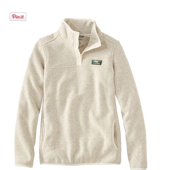 L.L. Bean Jackets & Blazers - L.L. Bean beige/ cream Button-Up Fleece